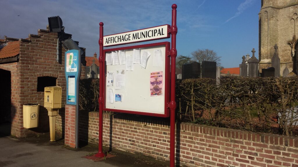 Vitrine d'informations avec bandeau titre finition RAL 3004