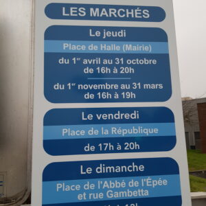 Panneau Horaires Marché Ronchin